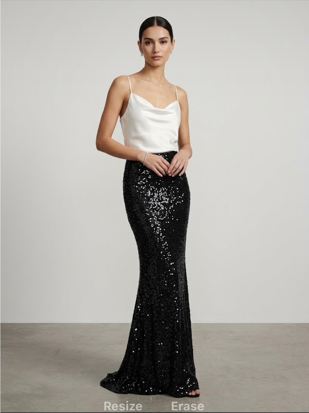 Adrianna Papell Black Sequin Mermaid Maxi Skirt